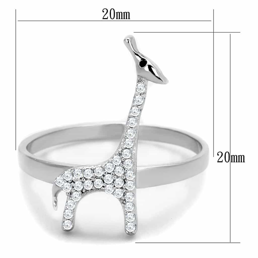Sterling Silver CZ Giraffe Animal Open Ring view 2