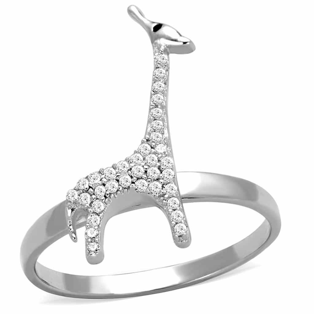 Sterling Silver CZ Giraffe Animal Open Ring view 10