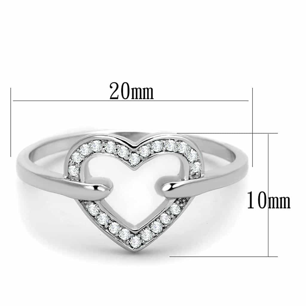 Sterling Silver CZ Pave Open Heart Ring | The Stainless Jewelry view 7