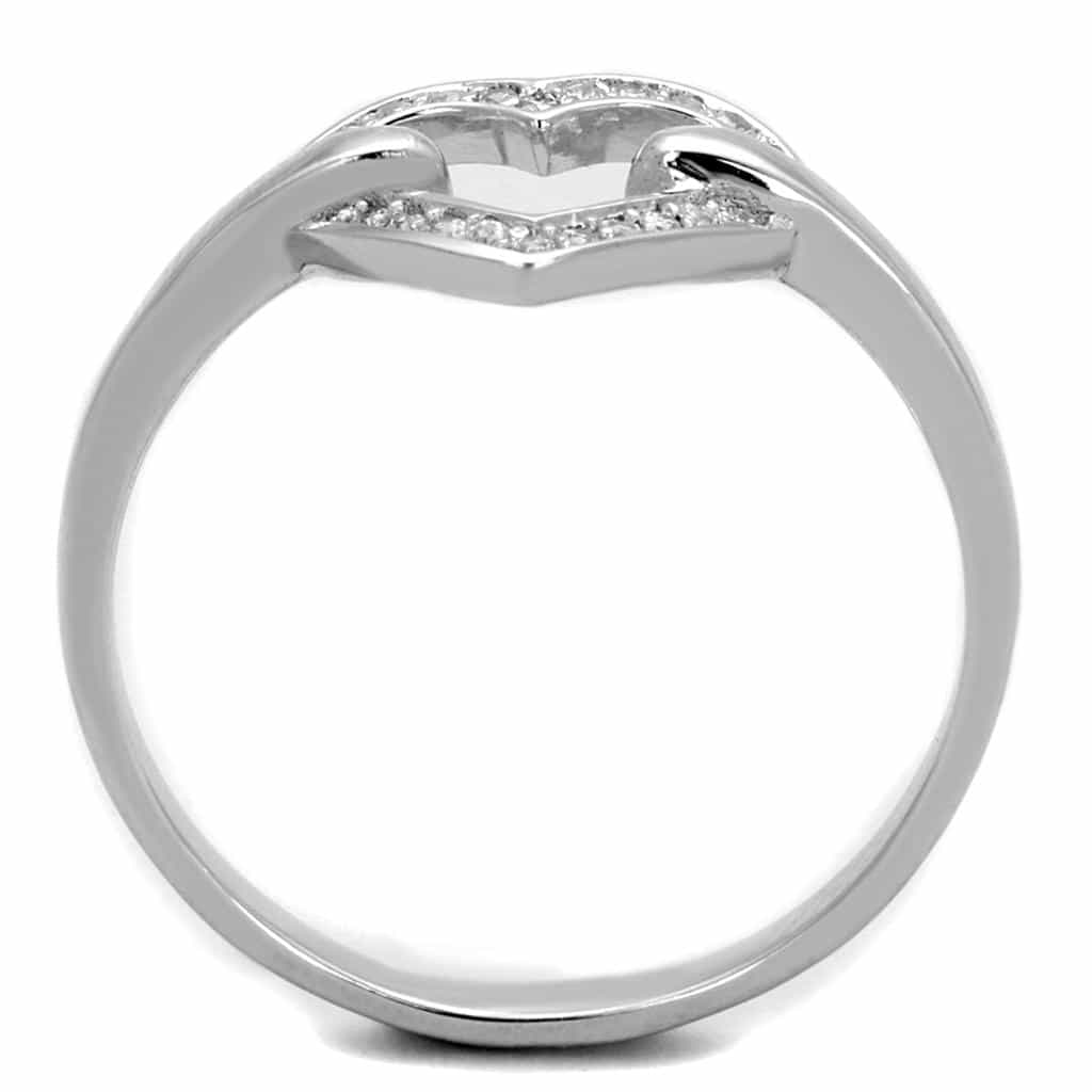 Sterling Silver CZ Pave Open Heart Ring | The Stainless Jewelry view 8