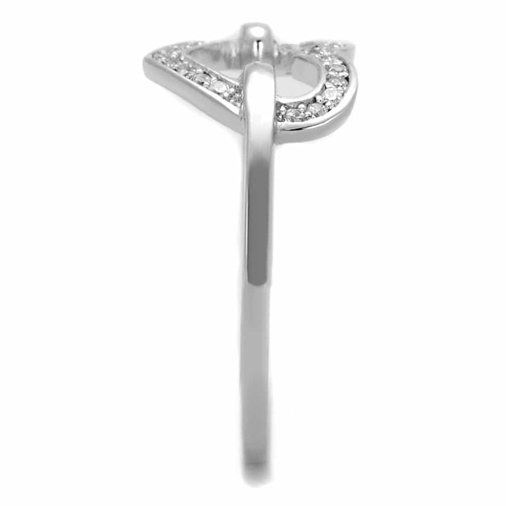 Sterling Silver CZ Pave Open Heart Ring | The Stainless Jewelry view 9