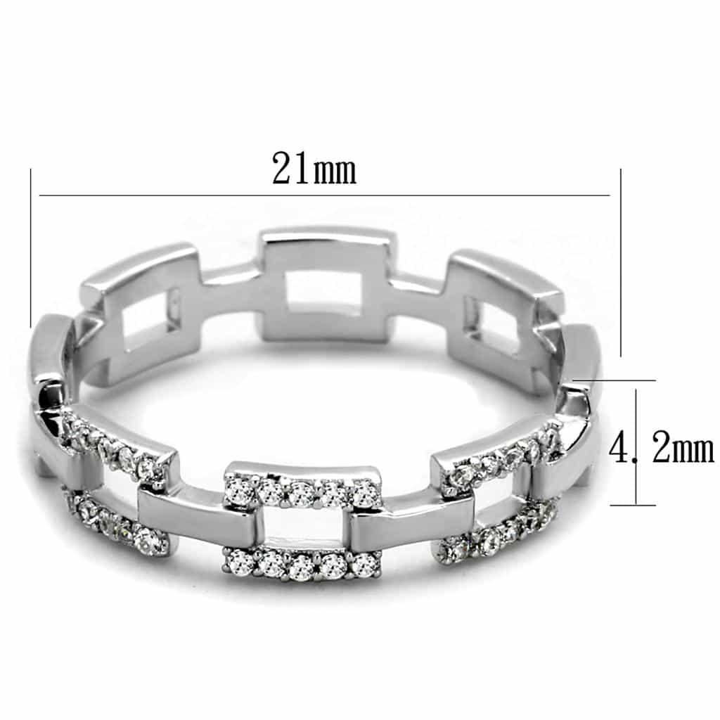 Sterling Silver CZ Pave Chain Link Eternity Band Ring view 2
