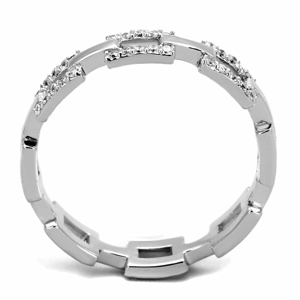Sterling Silver CZ Pave Chain Link Eternity Band Ring view 3