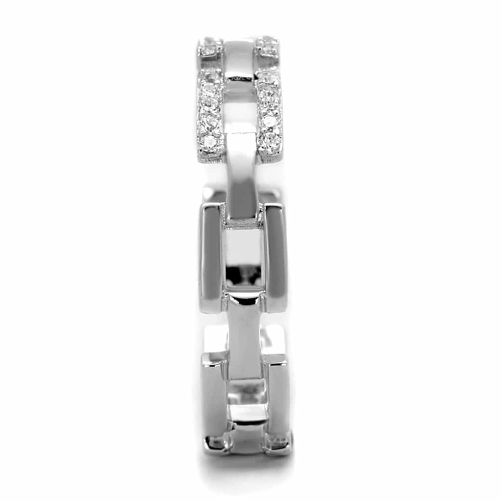 Sterling Silver CZ Pave Chain Link Eternity Band Ring view 9
