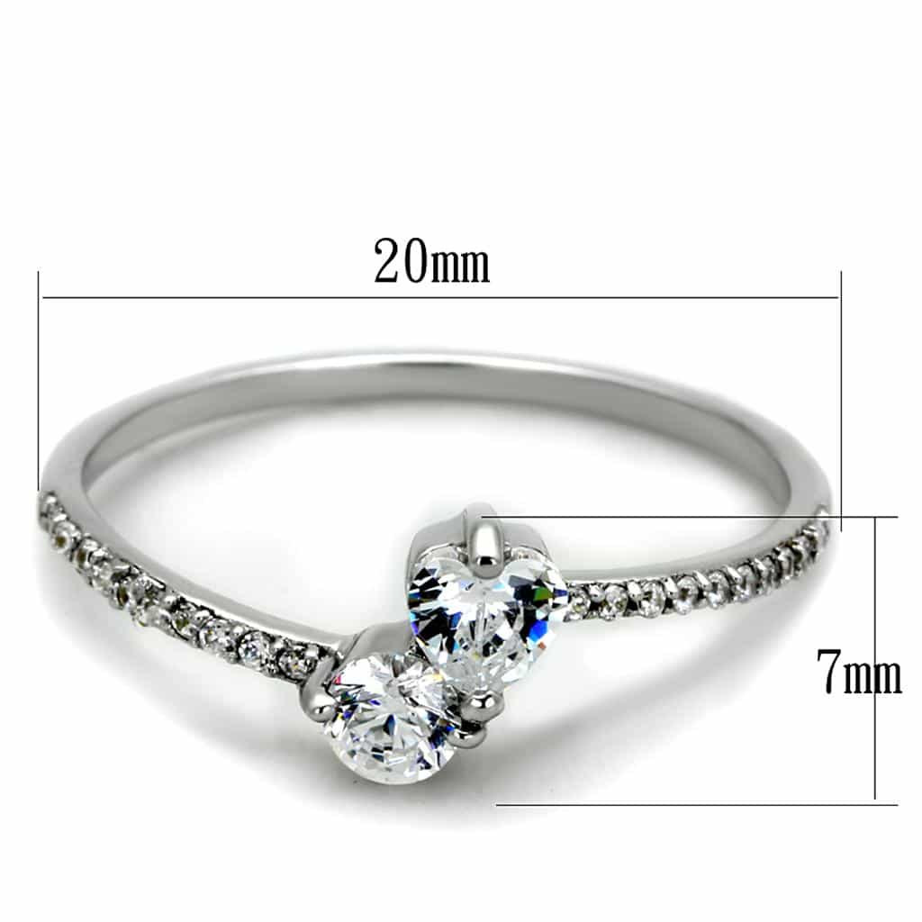 Sterling Silver CZ Pear Solitaire Twist Pave Thin Ring view 7