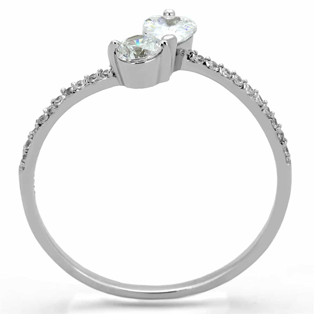 Sterling Silver CZ Pear Solitaire Twist Pave Thin Ring view 8