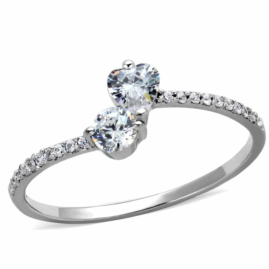 Sterling Silver CZ Pear Solitaire Twist Pave Thin Ring view 10