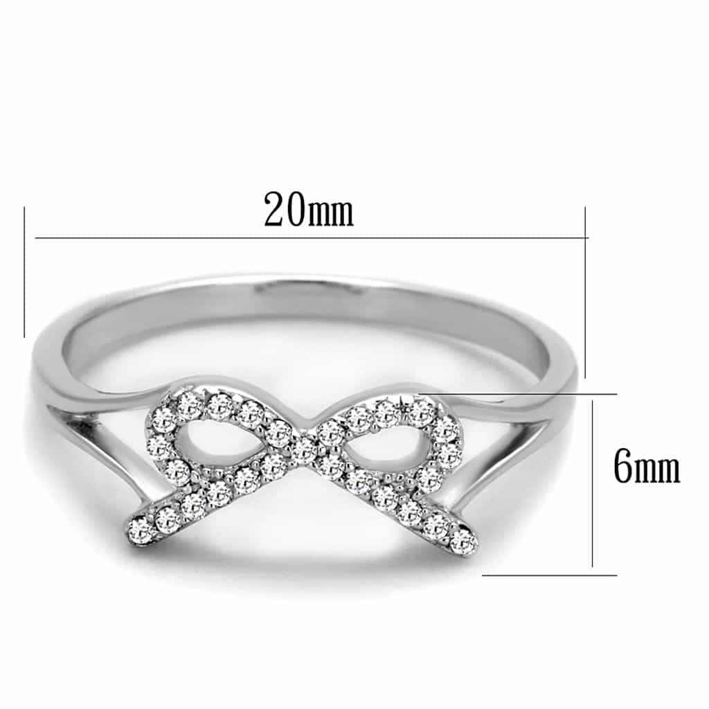 Sterling Silver CZ Pave Infinity V Wave Ring view 2