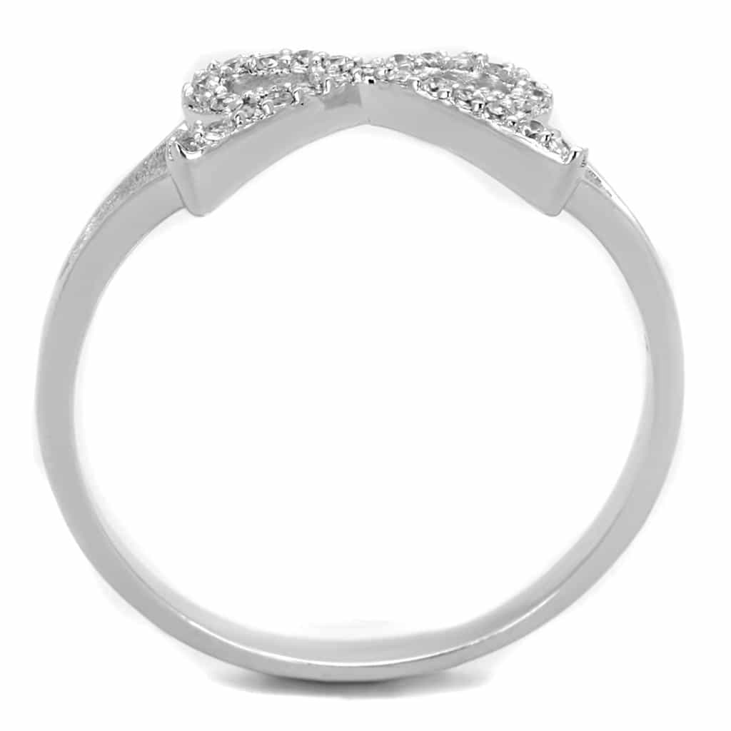 Sterling Silver CZ Pave Infinity V Wave Ring view 8