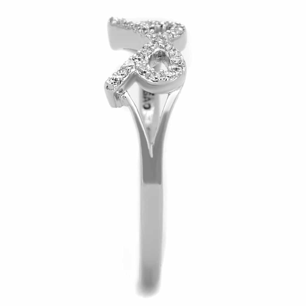 Sterling Silver CZ Pave Infinity V Wave Ring view 9