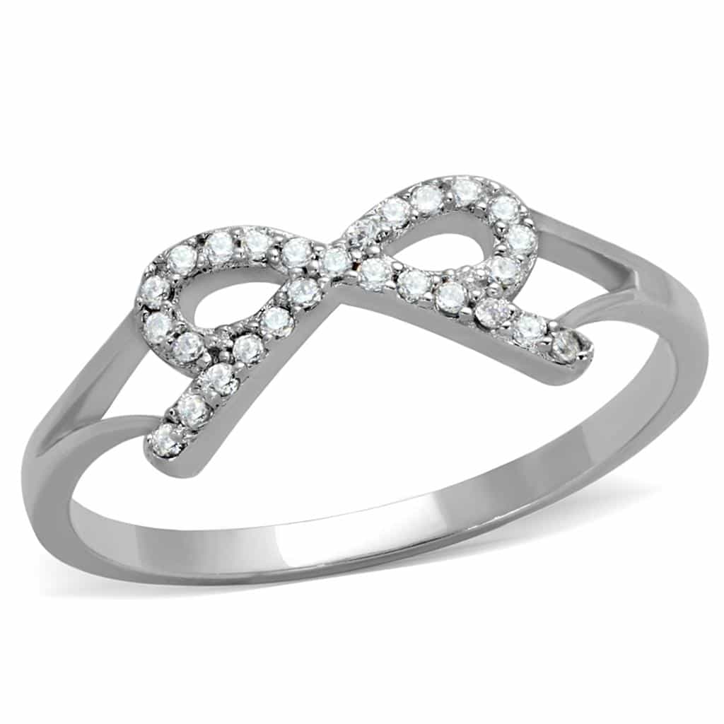 Sterling Silver CZ Pave Infinity V Wave Ring view 10