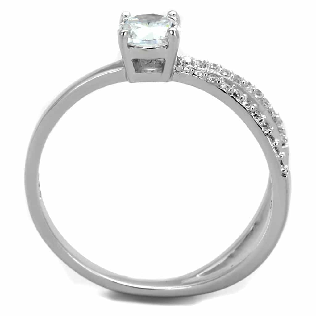 Sterling Silver CZ Round Split Shank Crossover Pave Ring view 8