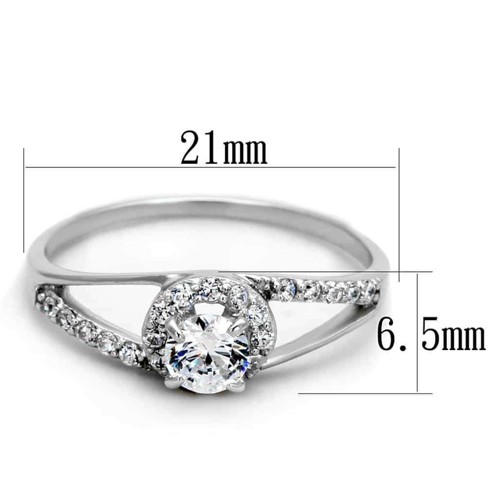 Sterling Silver CZ Oval Halo Pave Bypass Ring view 7