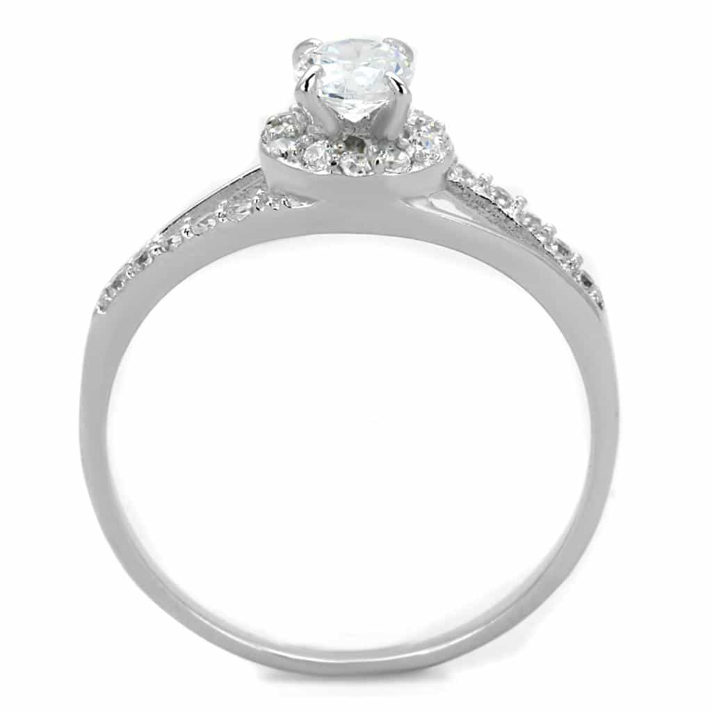 Sterling Silver CZ Oval Halo Pave Bypass Ring view 3