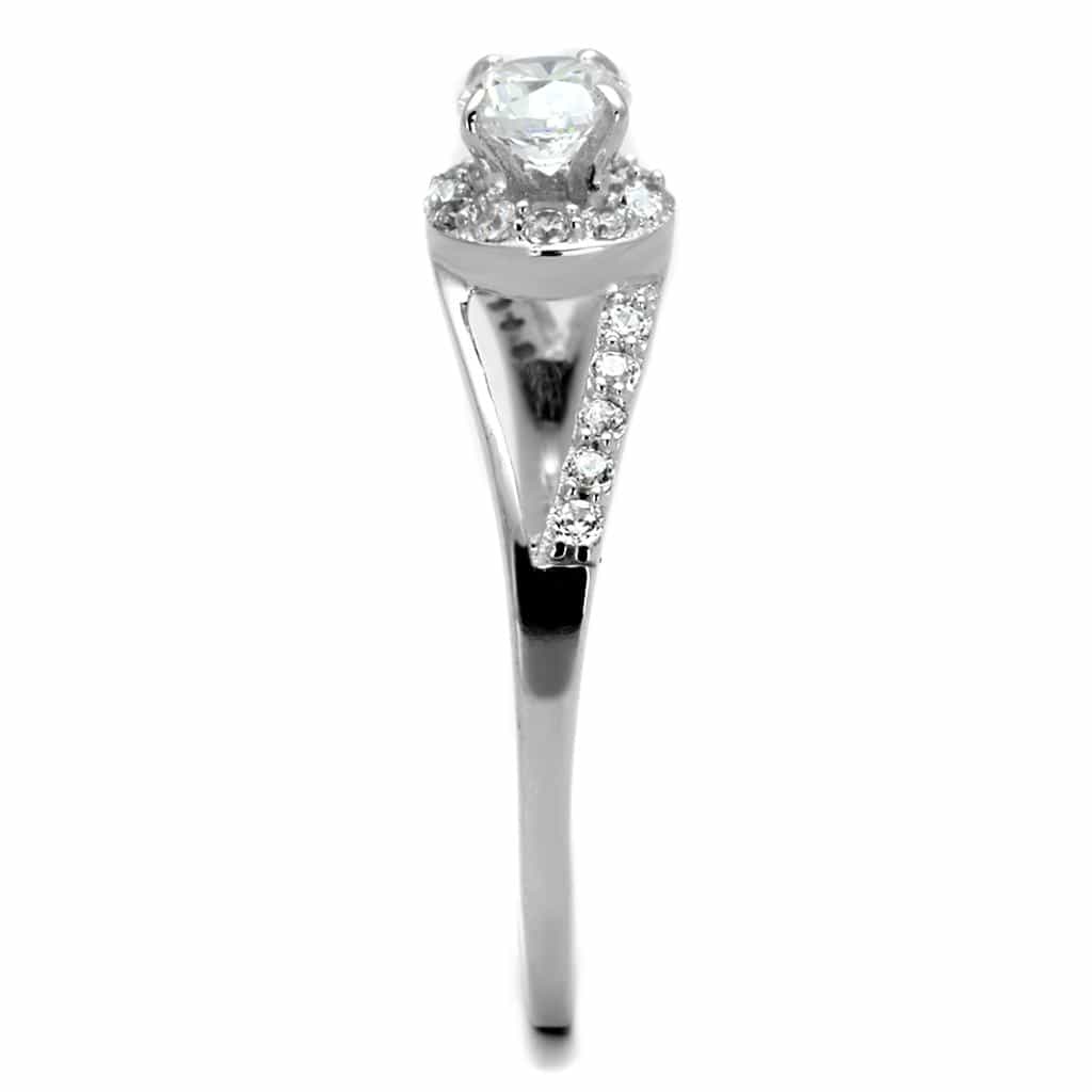 Sterling Silver CZ Oval Halo Pave Bypass Ring view 9