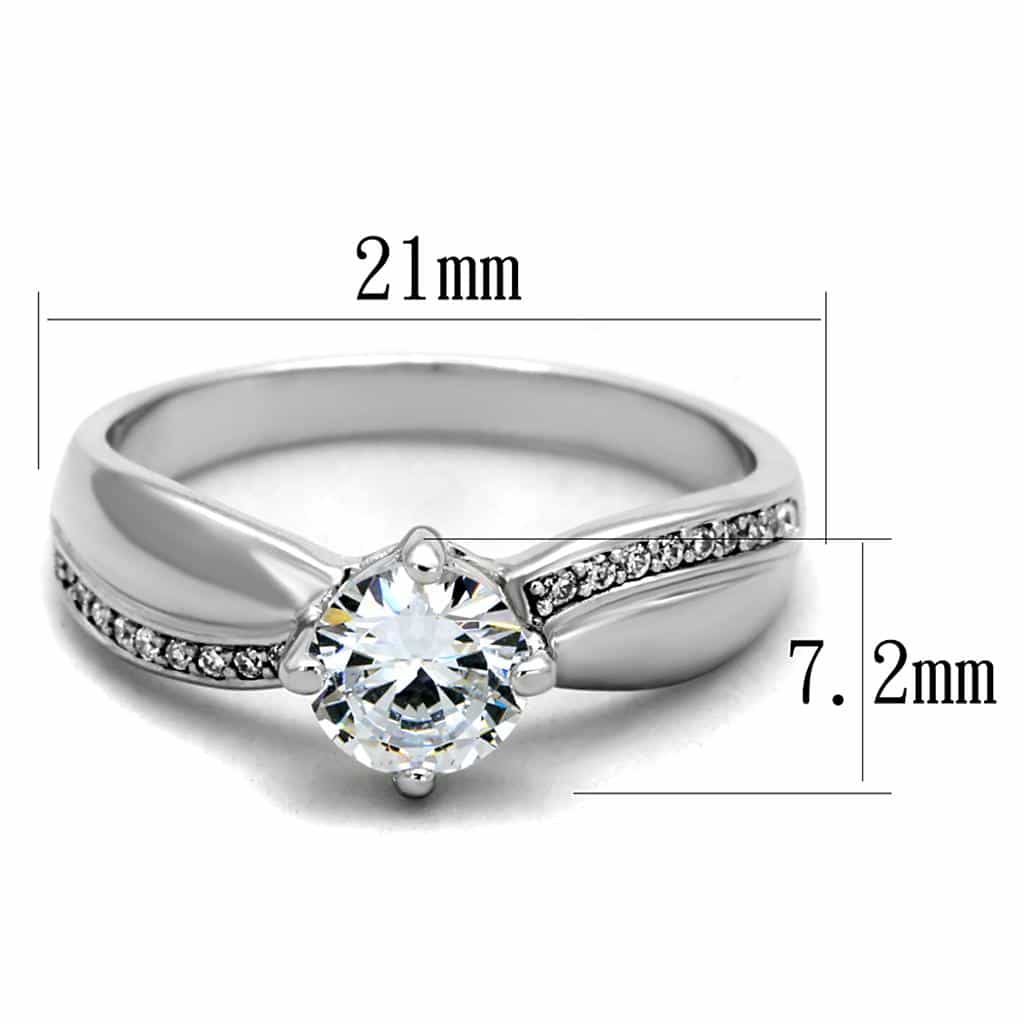 Sterling Silver CZ Round Six Prong Channel Pave Ring view 7