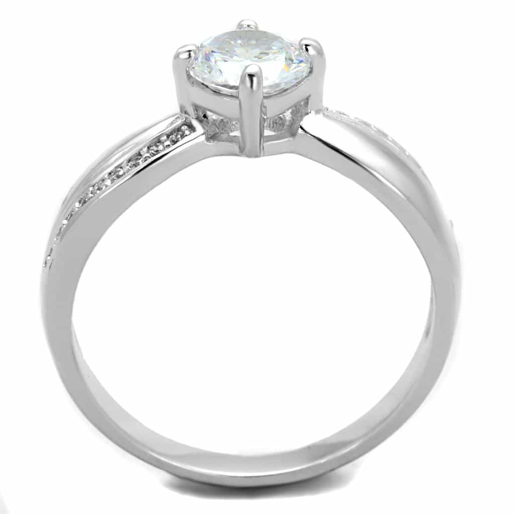 Sterling Silver CZ Round Six Prong Channel Pave Ring view 8