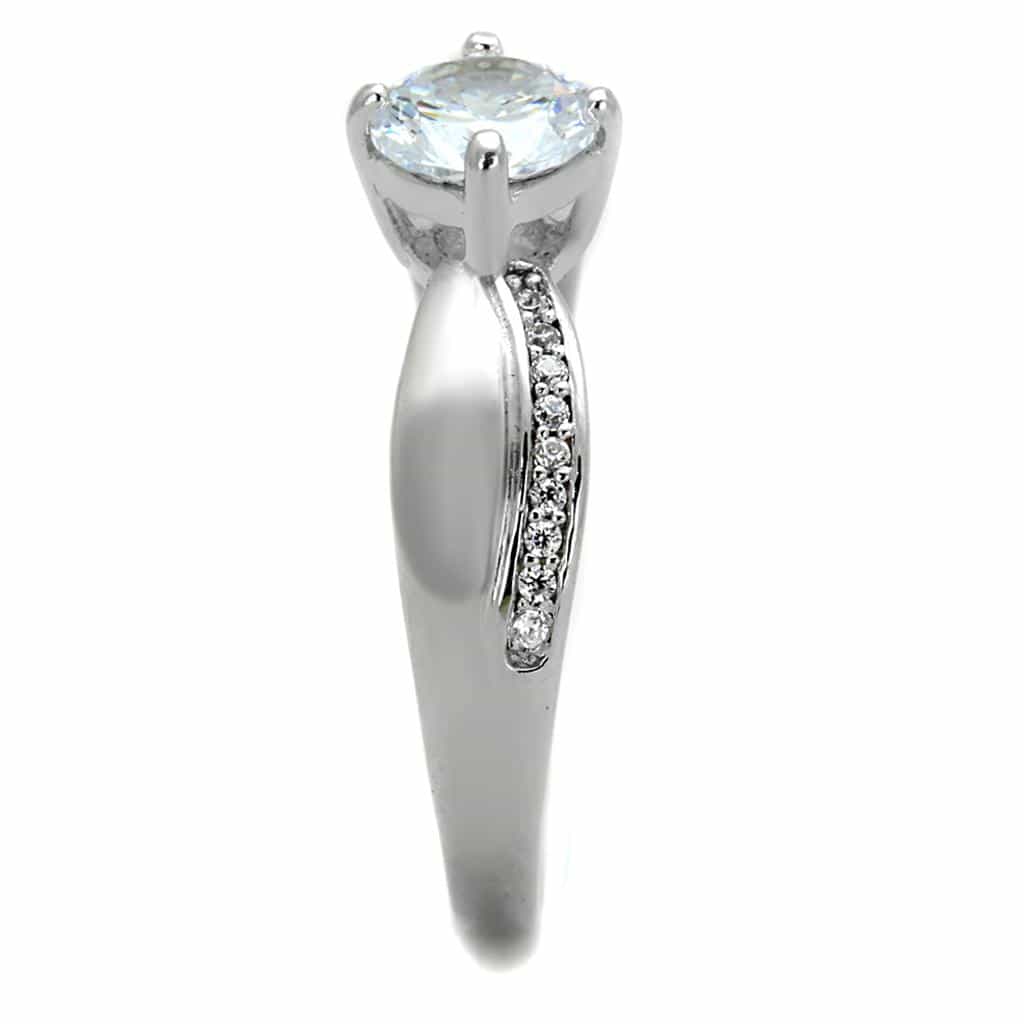Sterling Silver CZ Round Six Prong Channel Pave Ring view 4