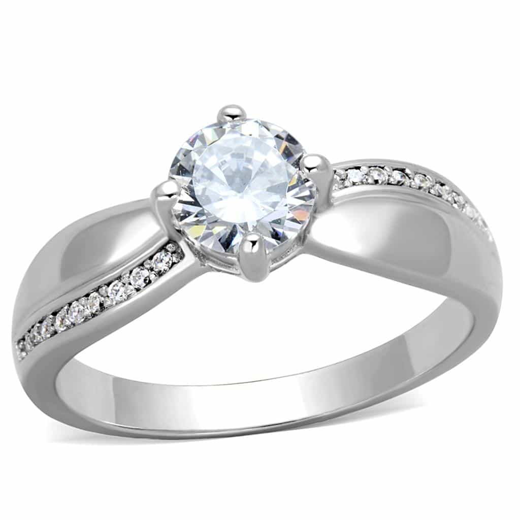 Sterling Silver CZ Round Six Prong Channel Pave Ring view 10