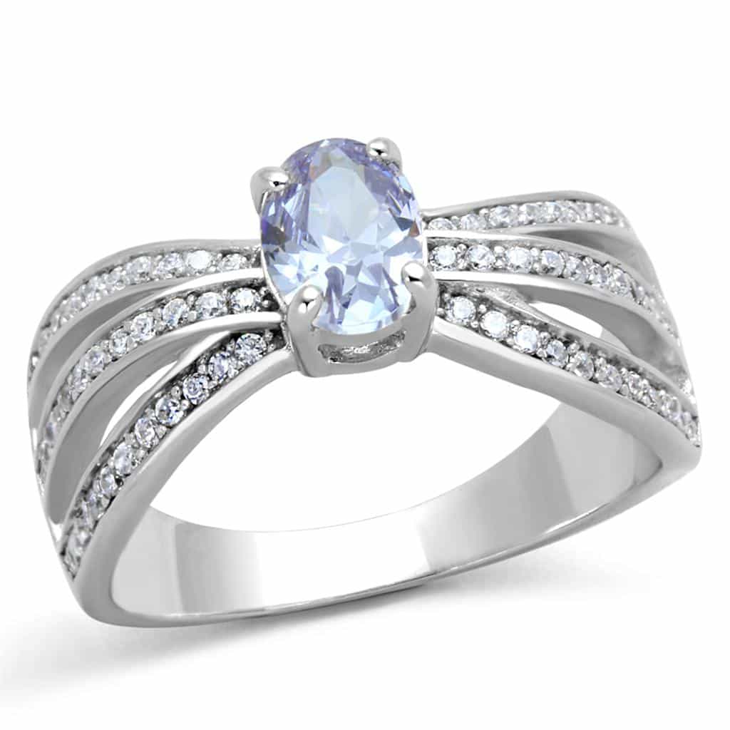 Sterling Silver Lavender CZ Marquise Multi Row Pave Ring view 5