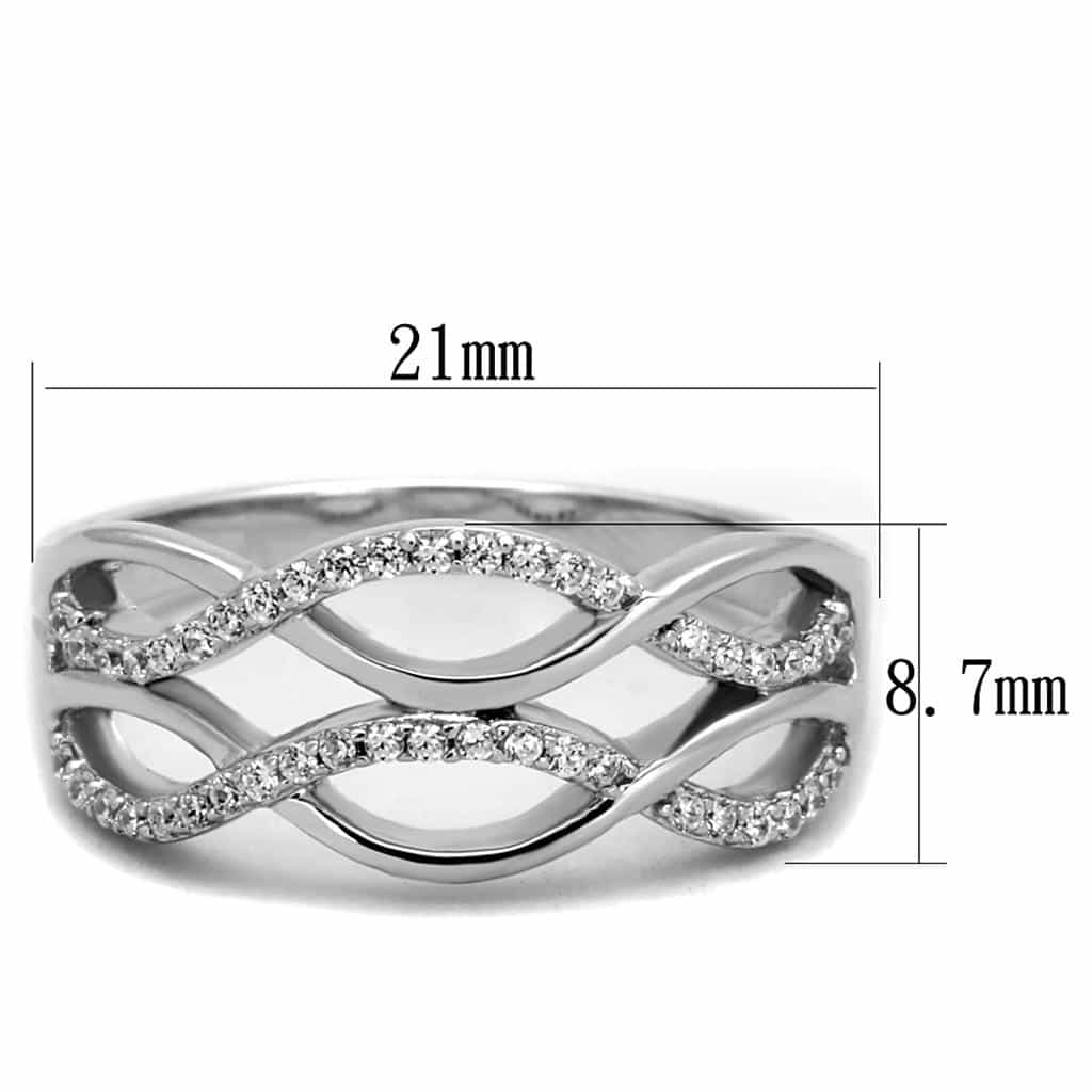 Sterling Silver CZ Pave Woven Infinity Crossover Wide Ring view 2