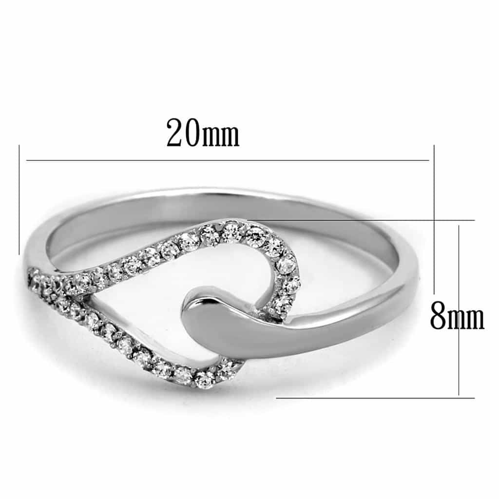 Sterling Silver CZ Pave Swirl Loop Bypass Ring view 7