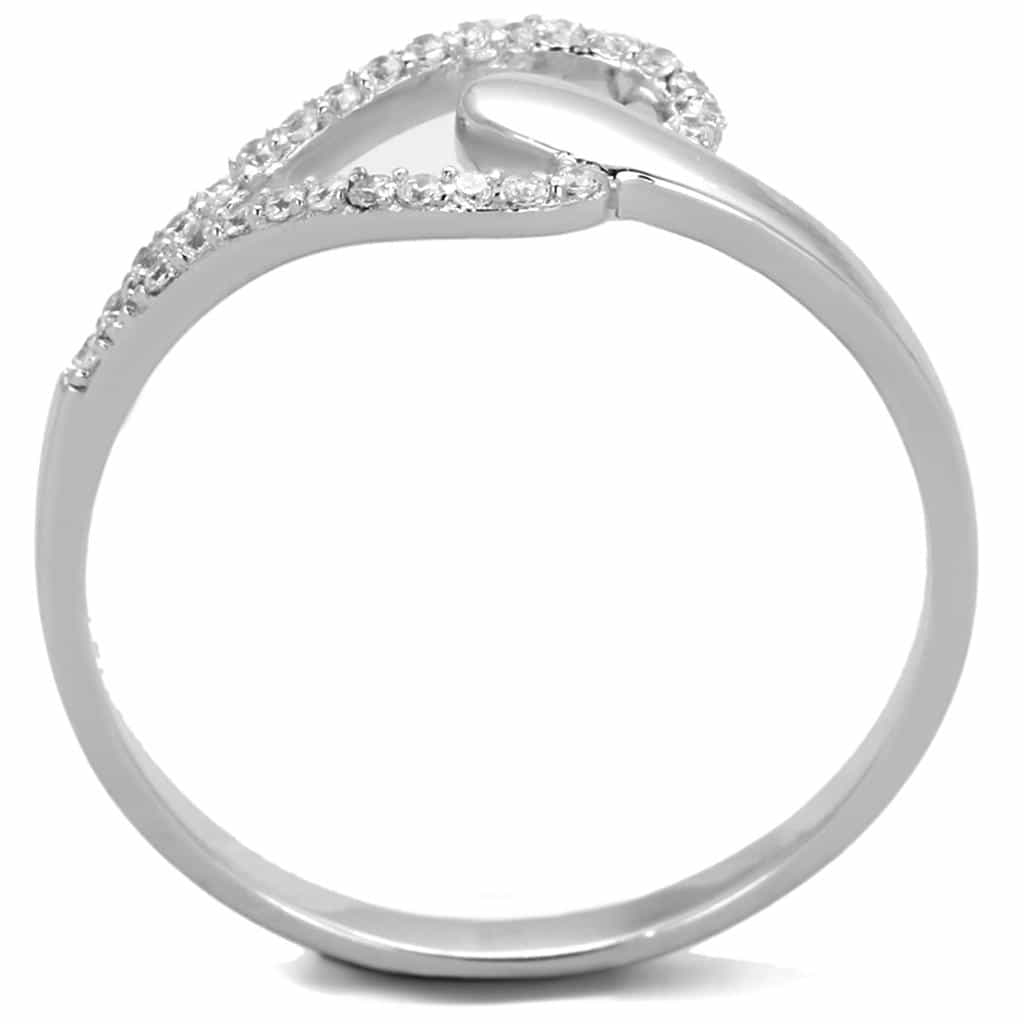Sterling Silver CZ Pave Swirl Loop Bypass Ring view 3