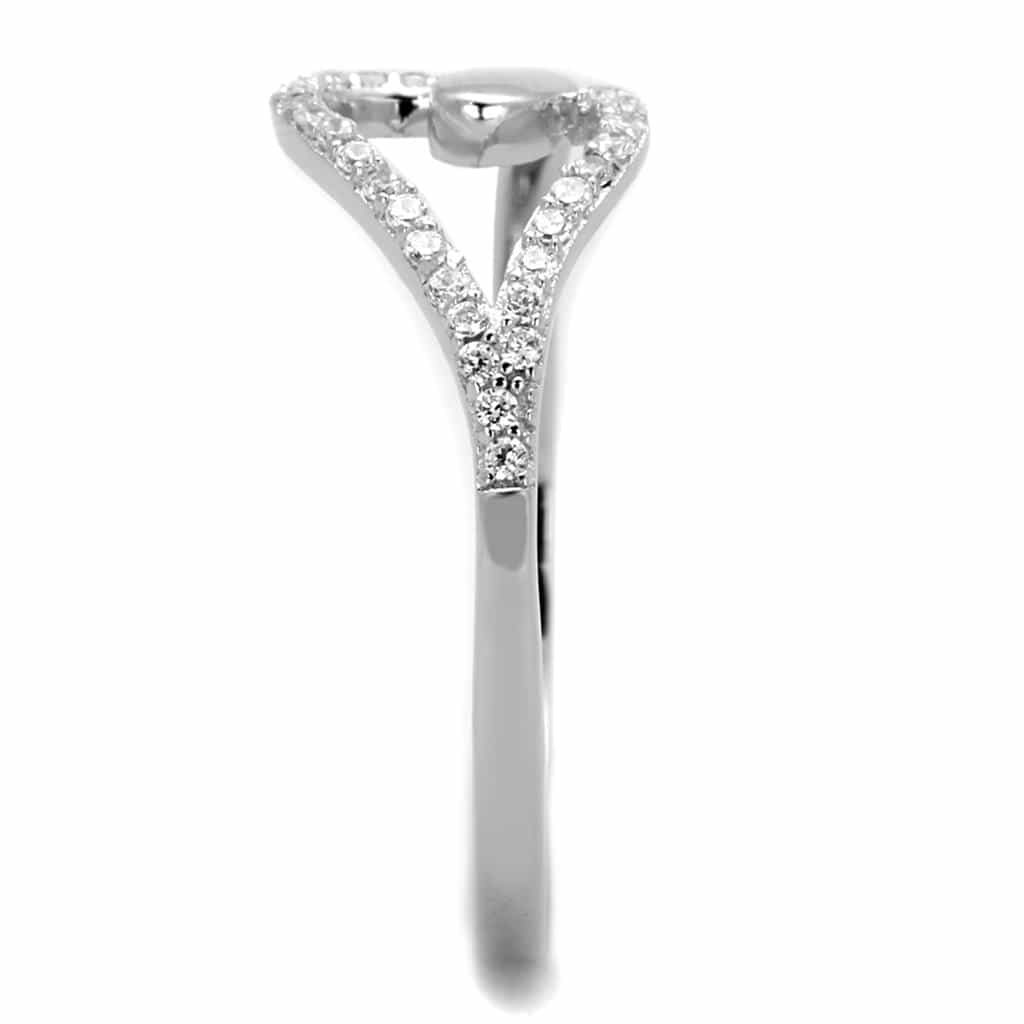 Sterling Silver CZ Pave Swirl Loop Bypass Ring view 9