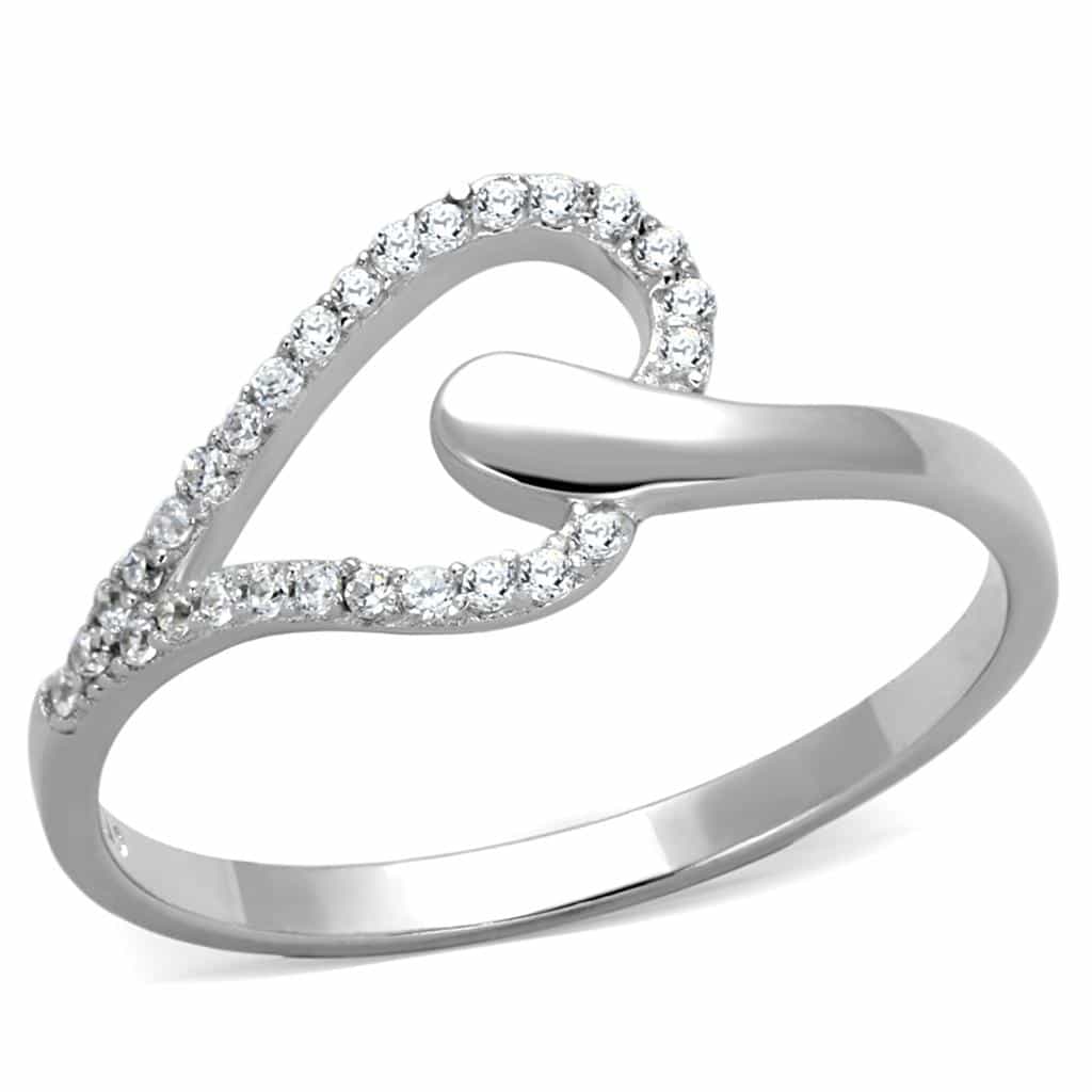 Sterling Silver CZ Pave Swirl Loop Bypass Ring view 10