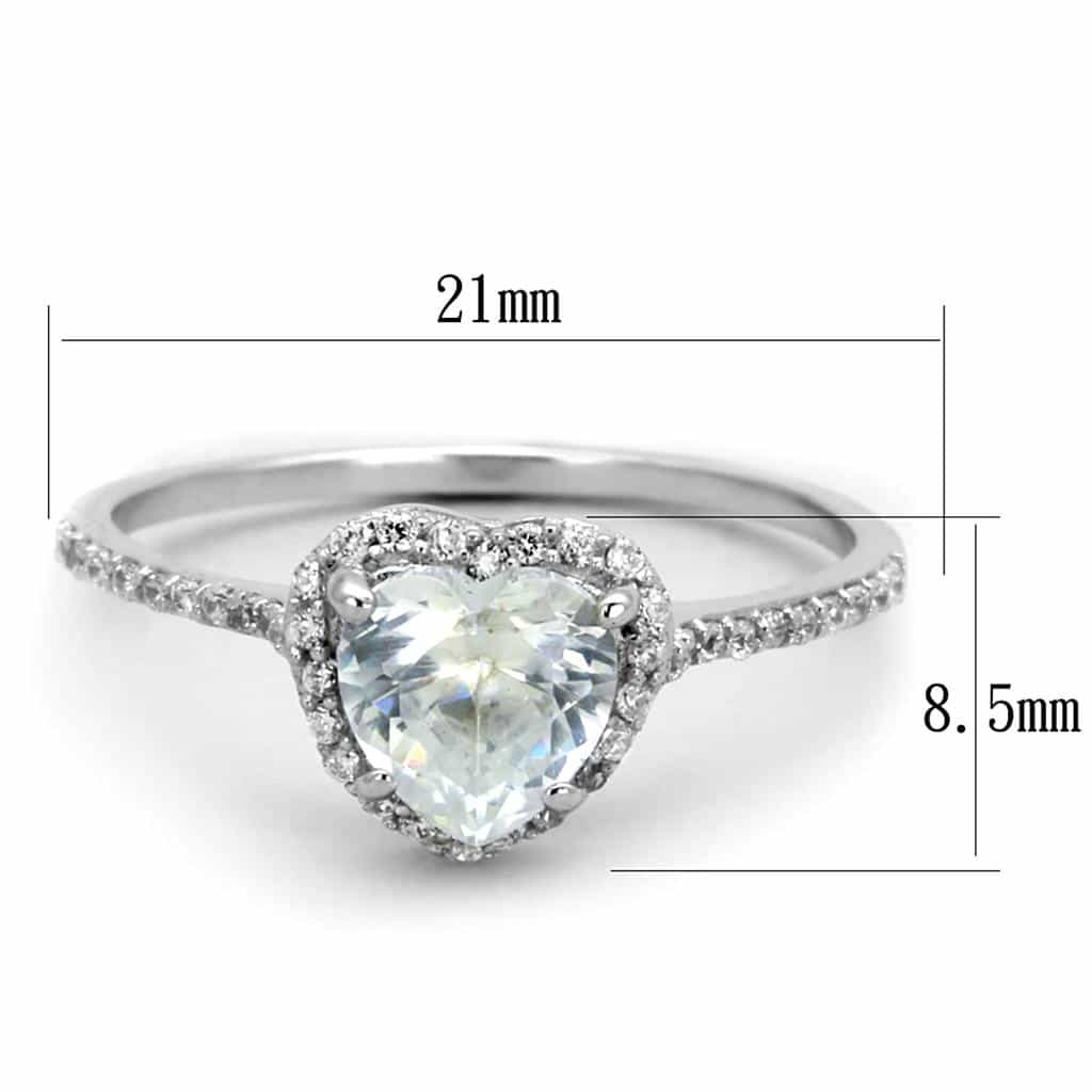 Sterling Silver CZ Heart Halo Pave Ring | The Stainless Jewelry view 7