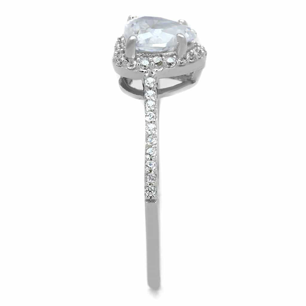 Sterling Silver CZ Heart Halo Pave Ring | The Stainless Jewelry view 9