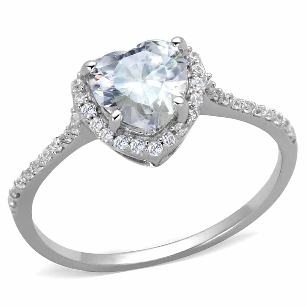 Sterling Silver CZ Heart Halo Pave Ring | The Stainless Jewelry view 10