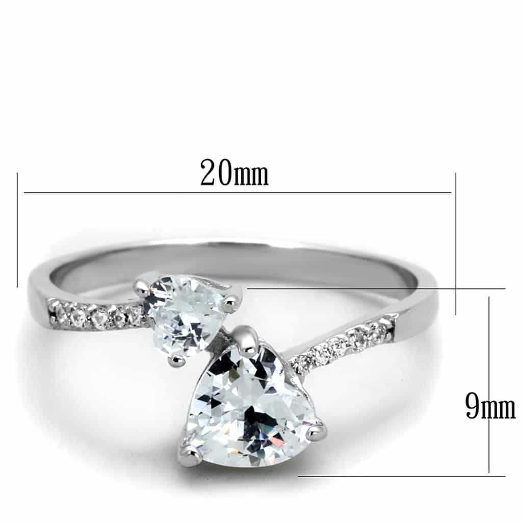 Sterling Silver CZ Round Pear Double Bypass Ring view 7