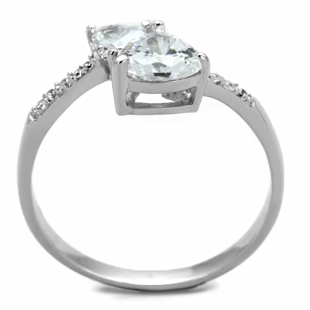 Sterling Silver CZ Round Pear Double Bypass Ring view 8