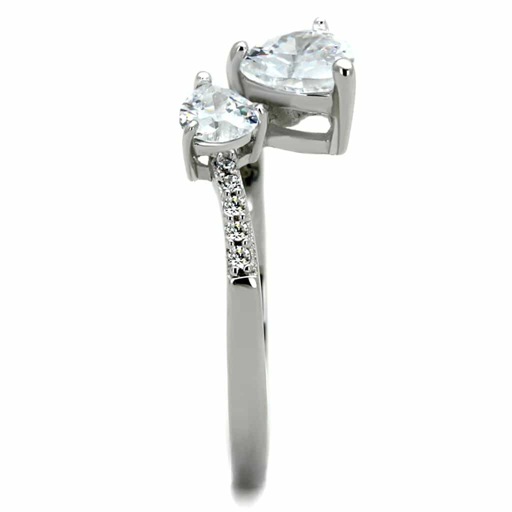 Sterling Silver CZ Round Pear Double Bypass Ring view 9