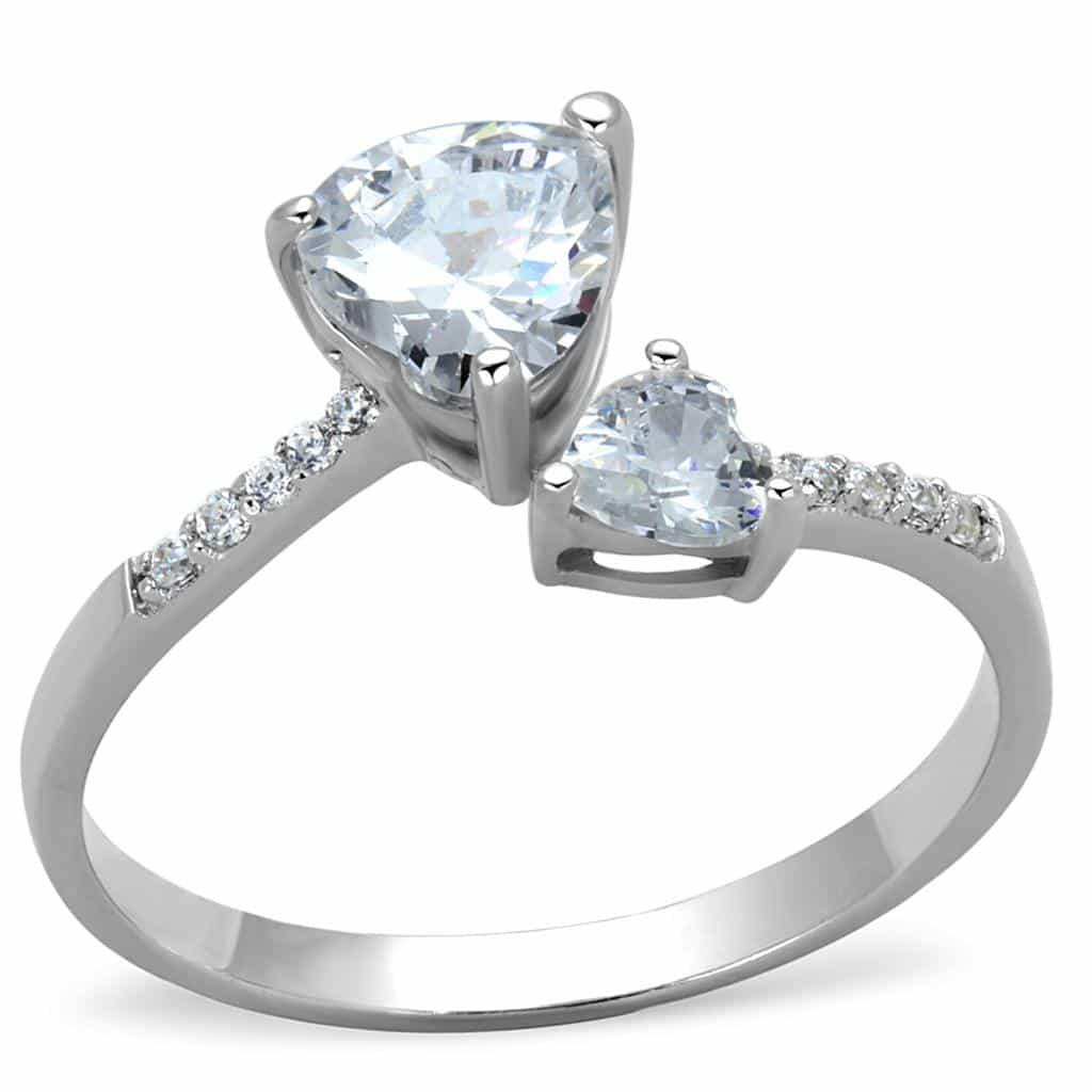 Sterling Silver CZ Round Pear Double Bypass Ring view 10