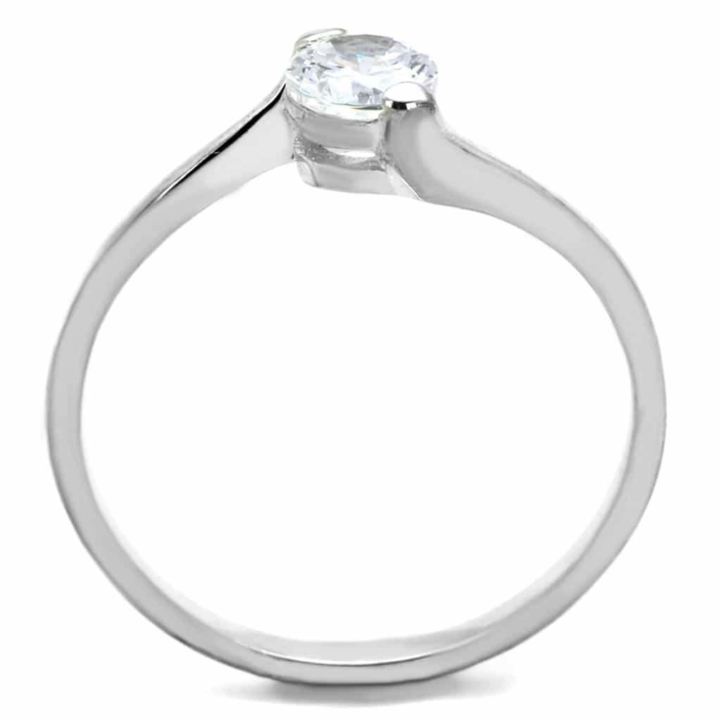 Sterling Silver CZ Round Solitaire Pave Cathedral Ring view 8