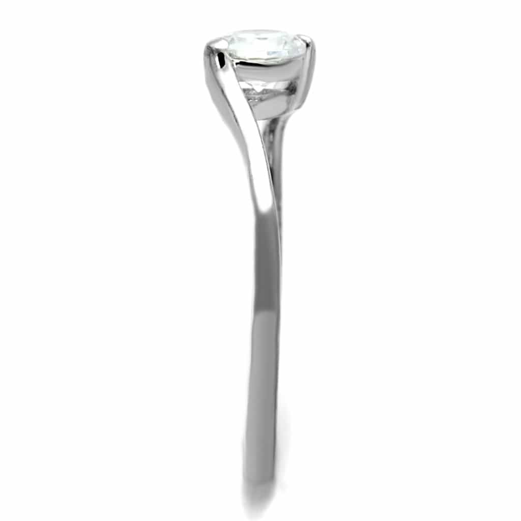 Sterling Silver CZ Round Solitaire Pave Cathedral Ring view 9