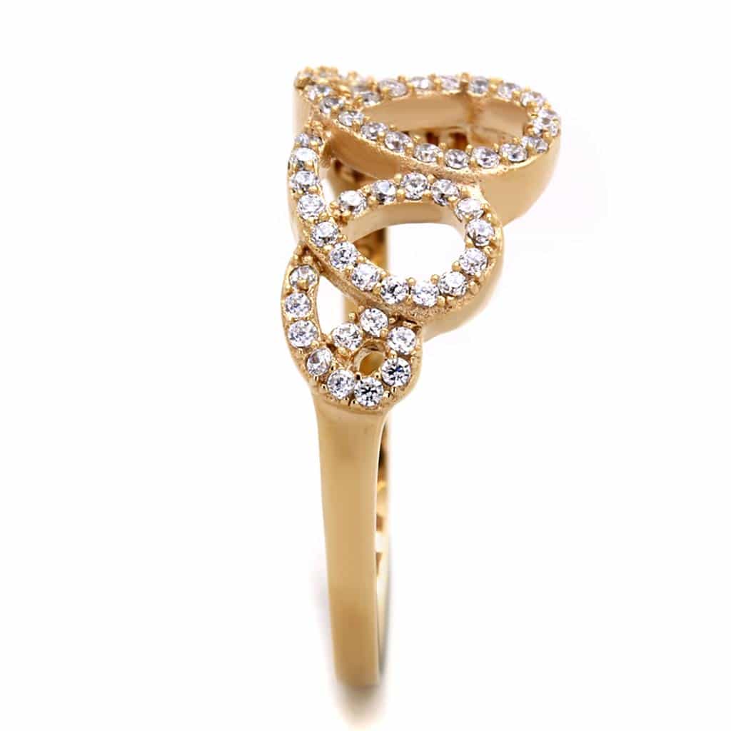 Sterling Silver Rose Gold CZ Pave Double Circle Open Ring view 9