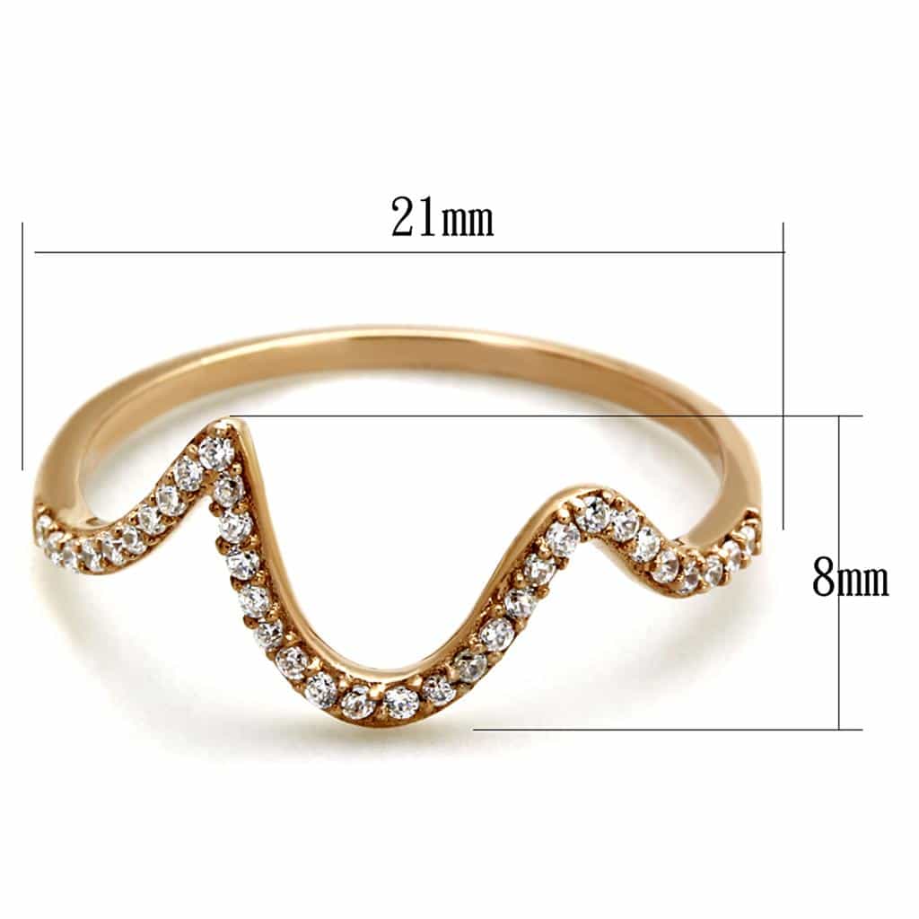 Sterling Silver Rose Gold CZ Heartbeat EKG Wave Ring view 7