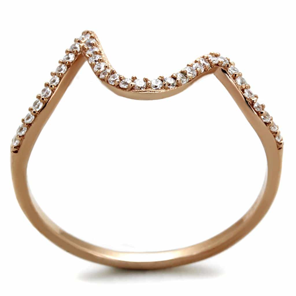 Sterling Silver Rose Gold CZ Heartbeat EKG Wave Ring view 8