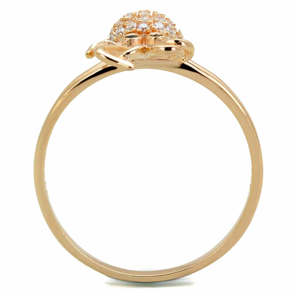 Sterling Silver Rose Gold CZ Pave Octopus 3D Ring view 3