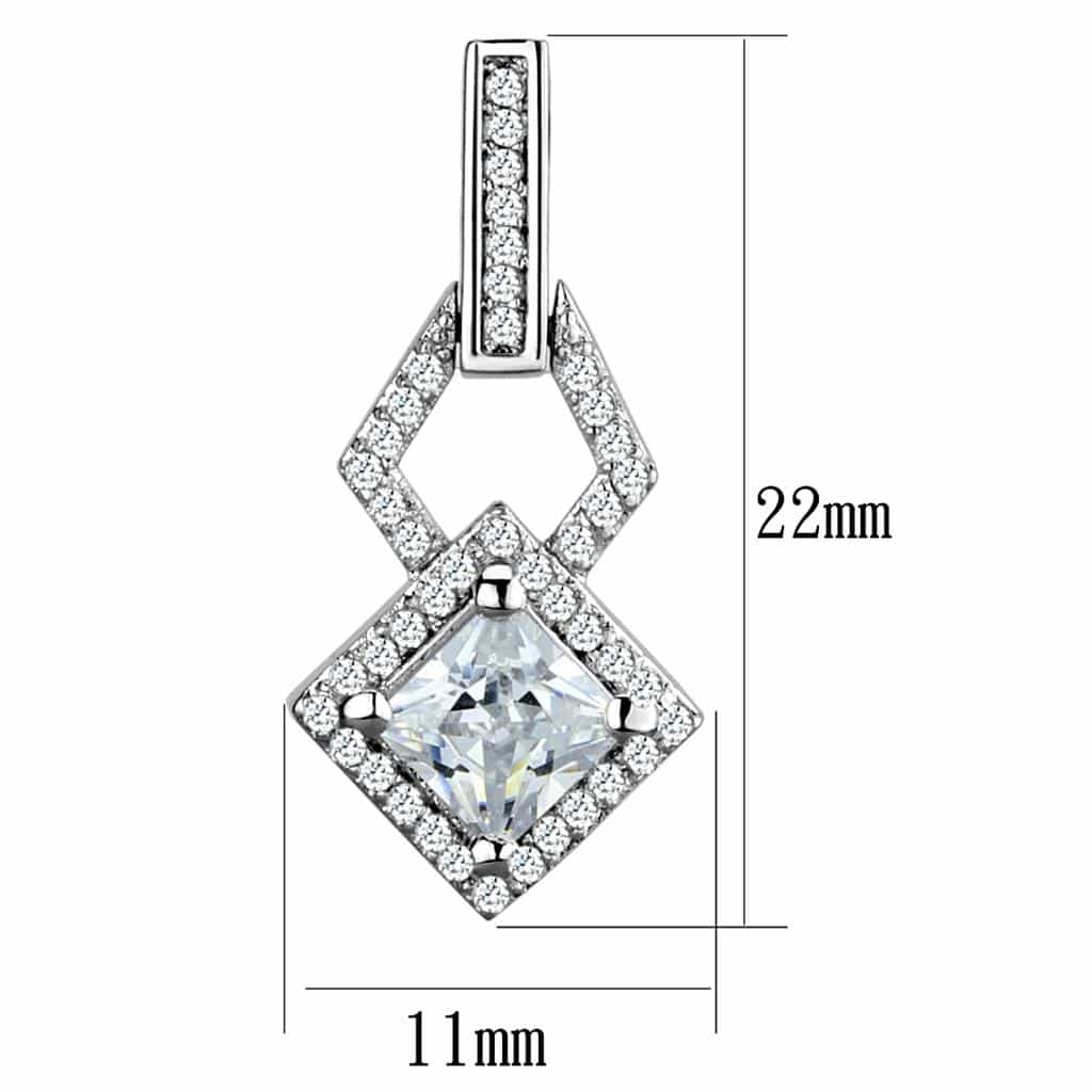 Sterling Silver CZ Princess Diamond Frame Drop Earrings view 2