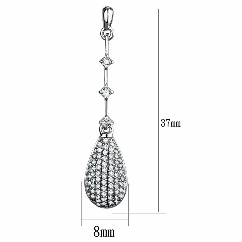 Sterling Silver CZ Pave Teardrop Long Dangle Drop Earrings view 2