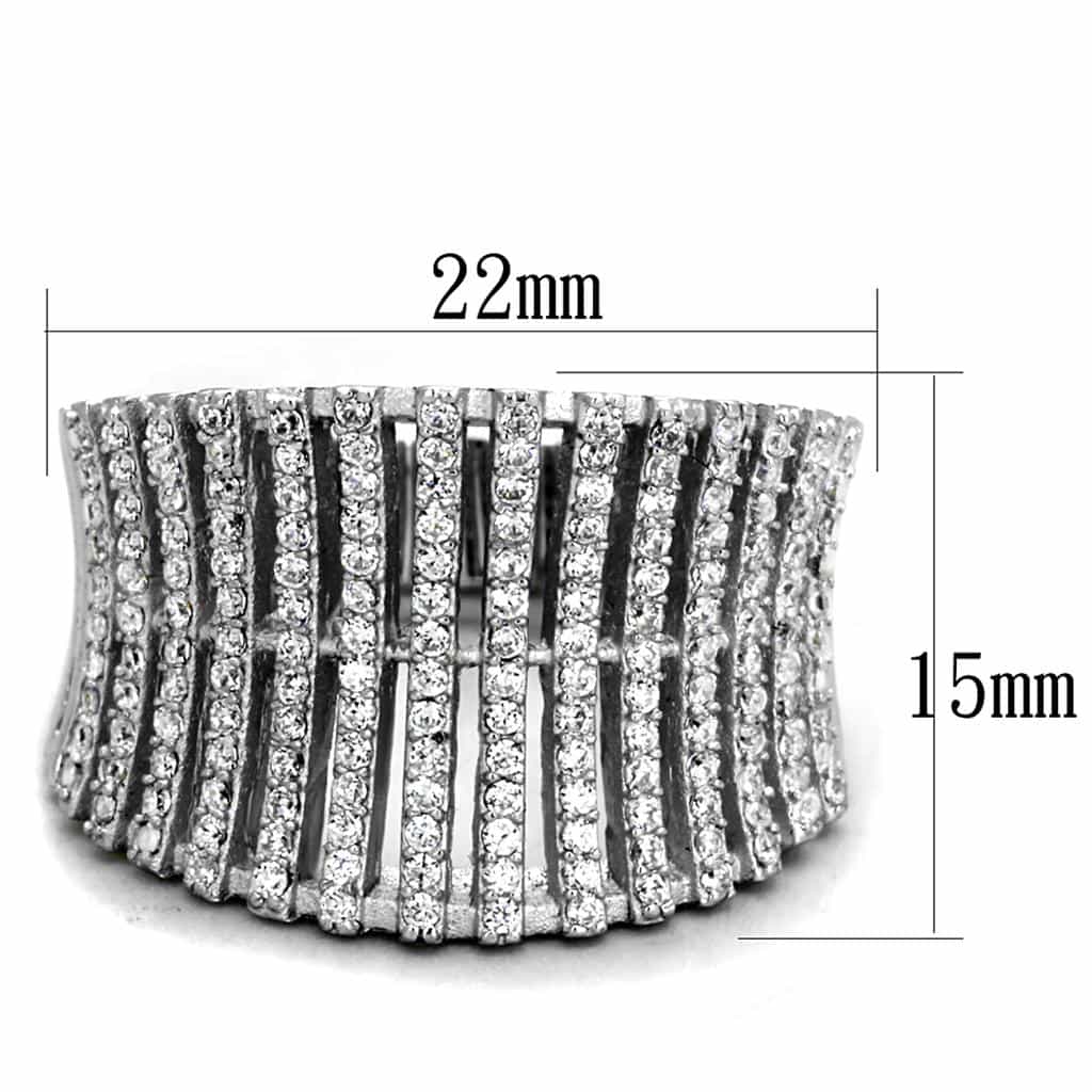 Sterling Silver CZ Pave Vertical Bar Column Wide Ring view 7