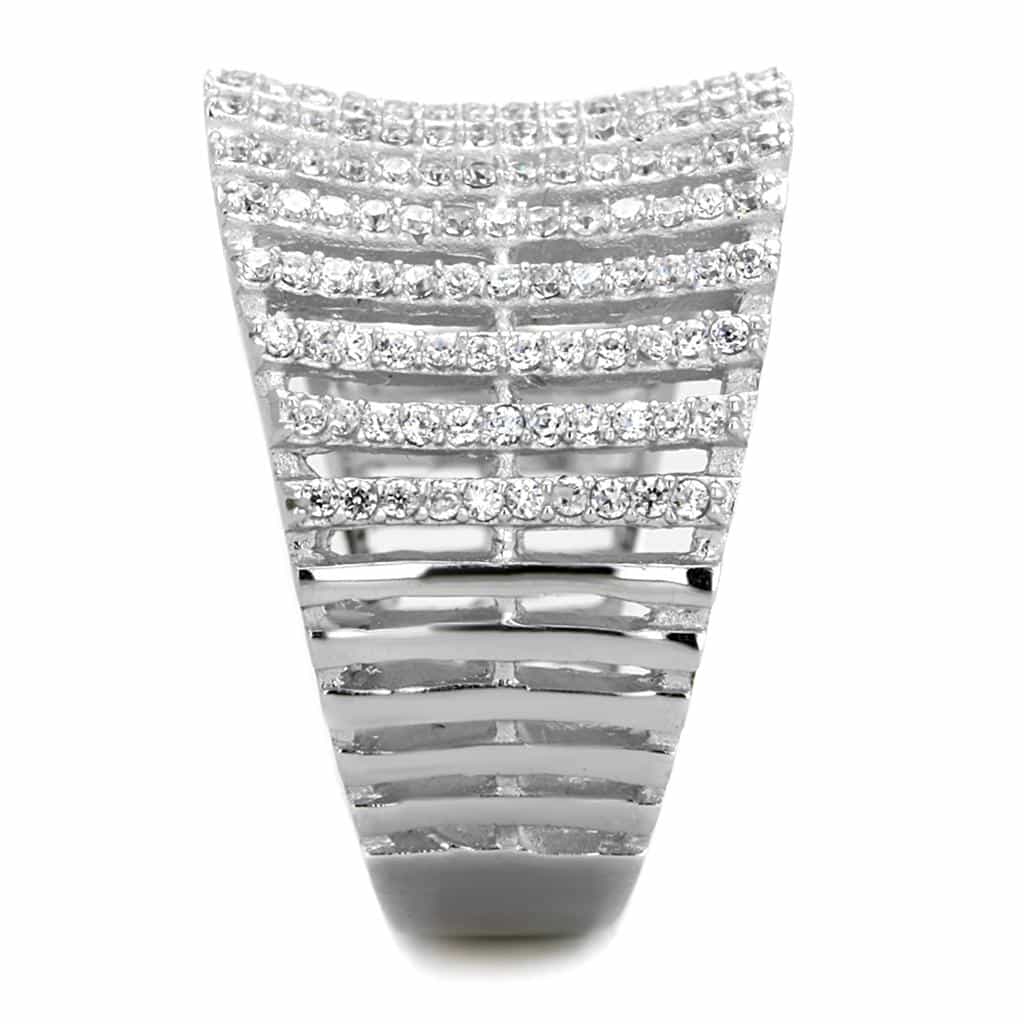 Sterling Silver CZ Pave Vertical Bar Column Wide Ring view 9
