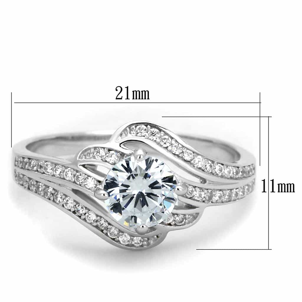 Sterling Silver CZ Round Twist Bypass Halo Bridal Set Ring view 7