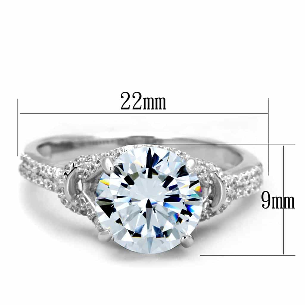 Sterling Silver CZ Round Large Solitaire Bypass Pave Ring view 7