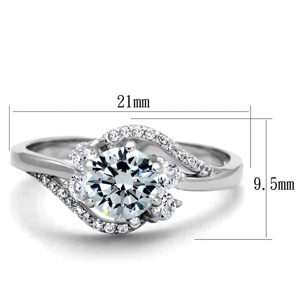 Sterling Silver CZ Round Petal Flower Halo Ring view 2