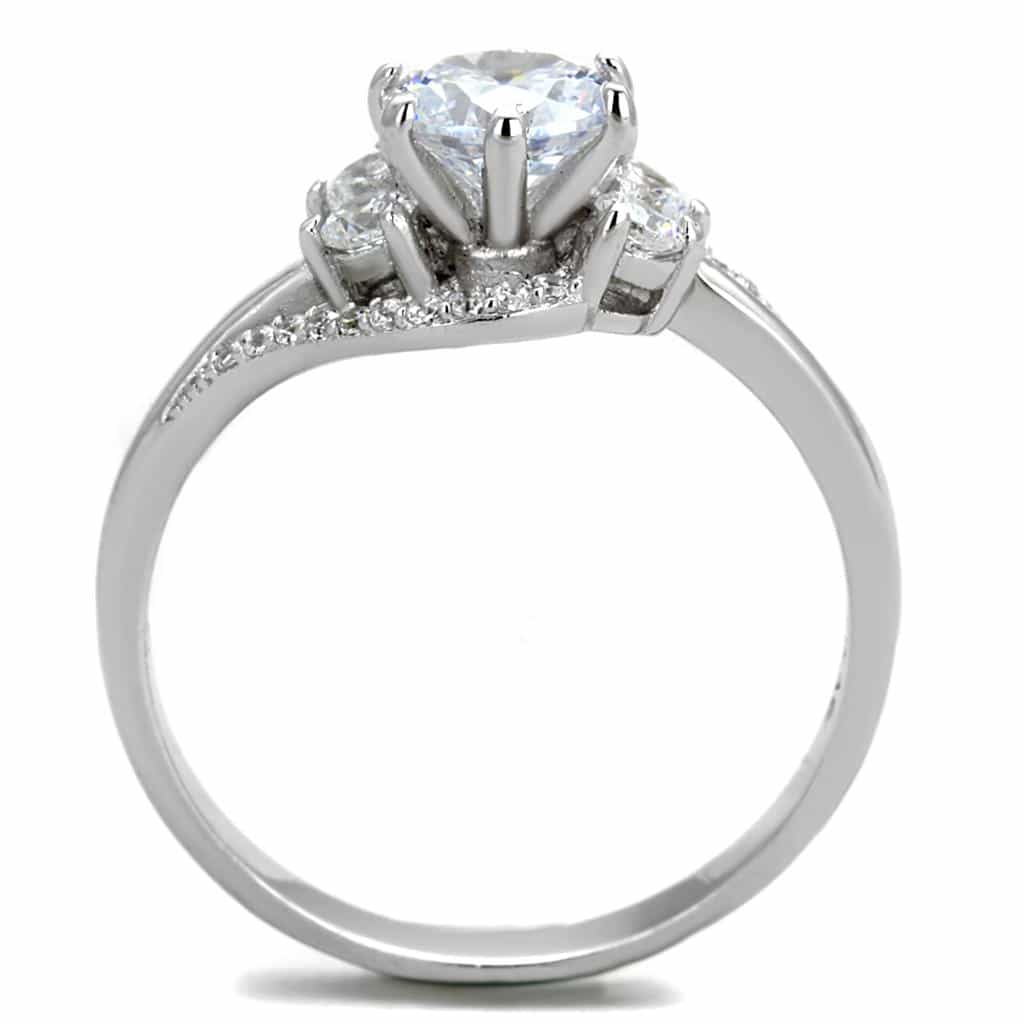 Sterling Silver CZ Round Petal Flower Halo Ring view 3